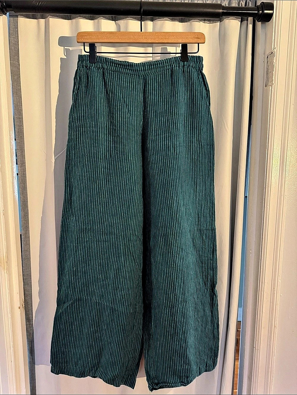 Gudrun Sjroden Wide Leg Striped Pants in Green Size Small Like New